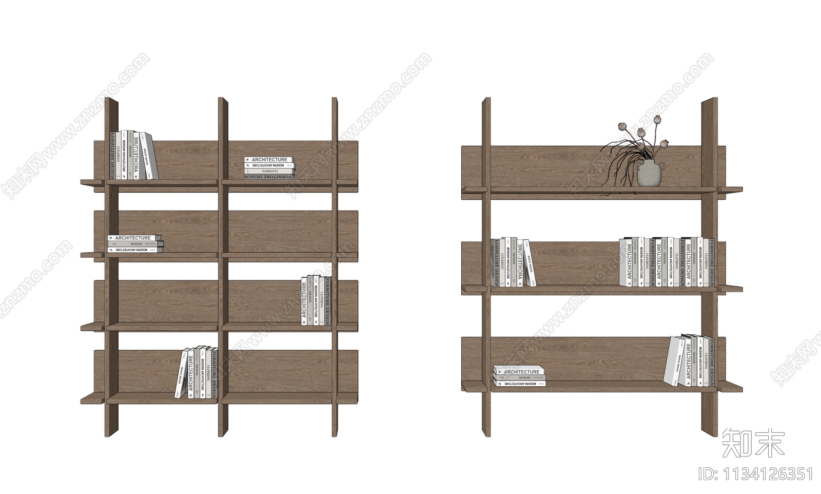 侘寂风书架SU模型下载【ID:1134126351】