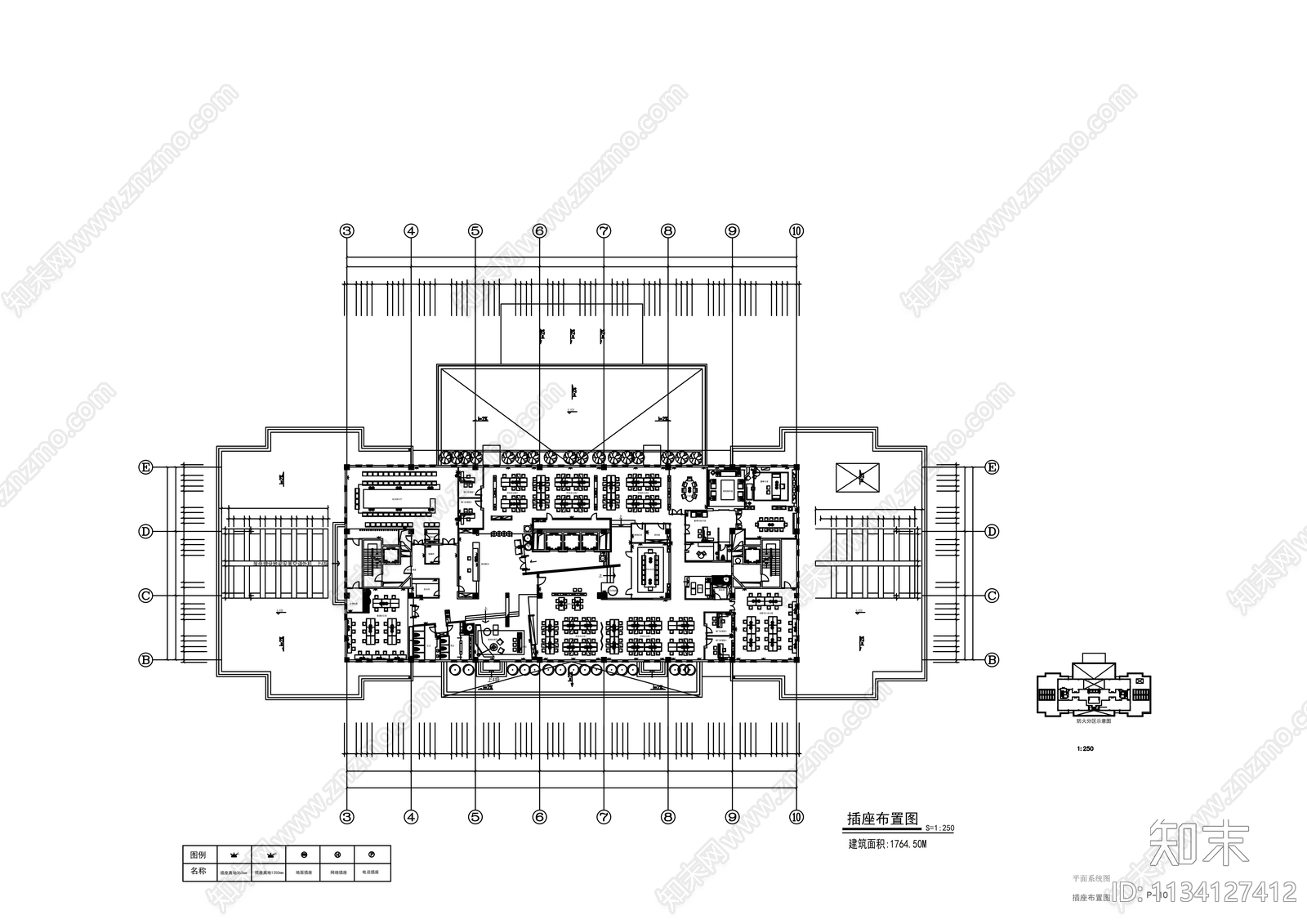 三层办公室施工图cad施工图下载【ID:1134127412】