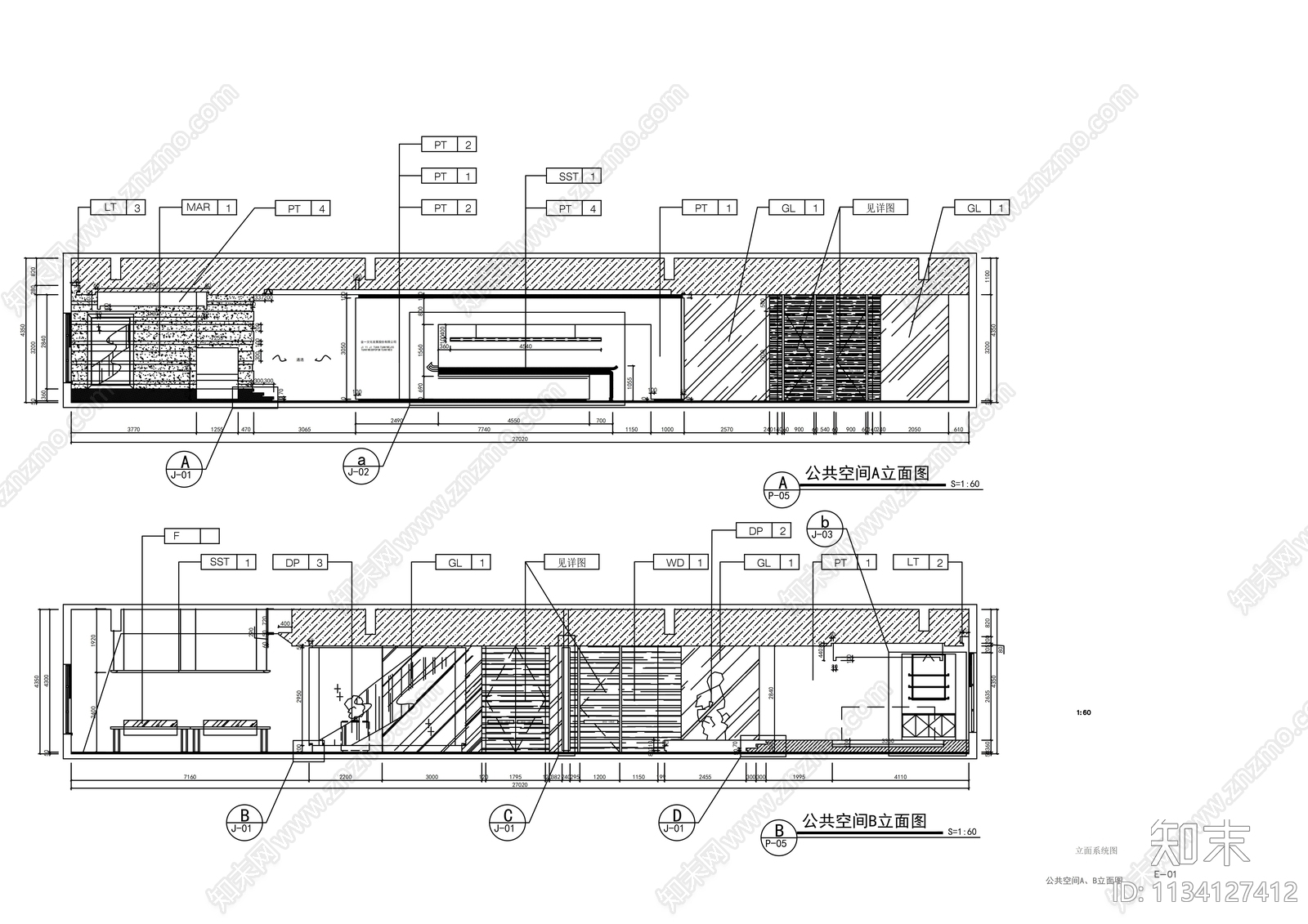 三层办公室施工图cad施工图下载【ID:1134127412】