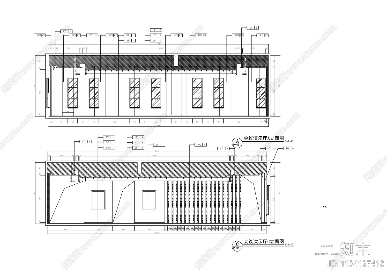 三层办公室施工图cad施工图下载【ID:1134127412】