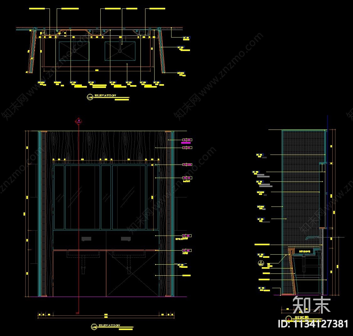 柜类效果图节点大样cad施工图下载【ID:1134127381】