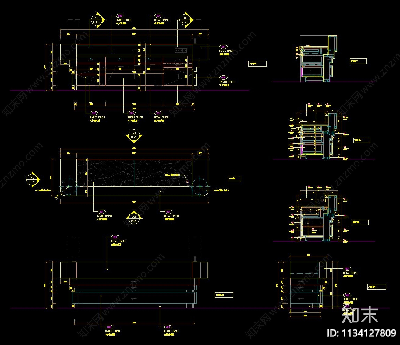 服务台效果图大样cad施工图下载【ID:1134127809】