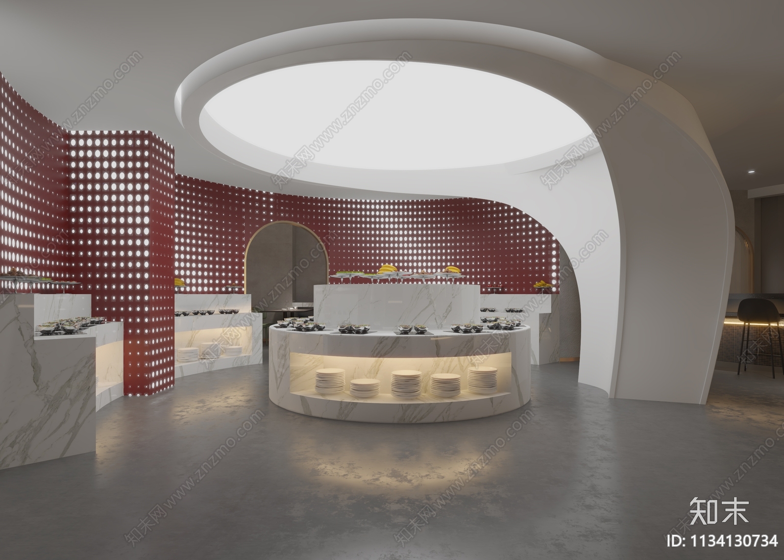 现代自助餐厅3D模型下载【ID:1134130734】