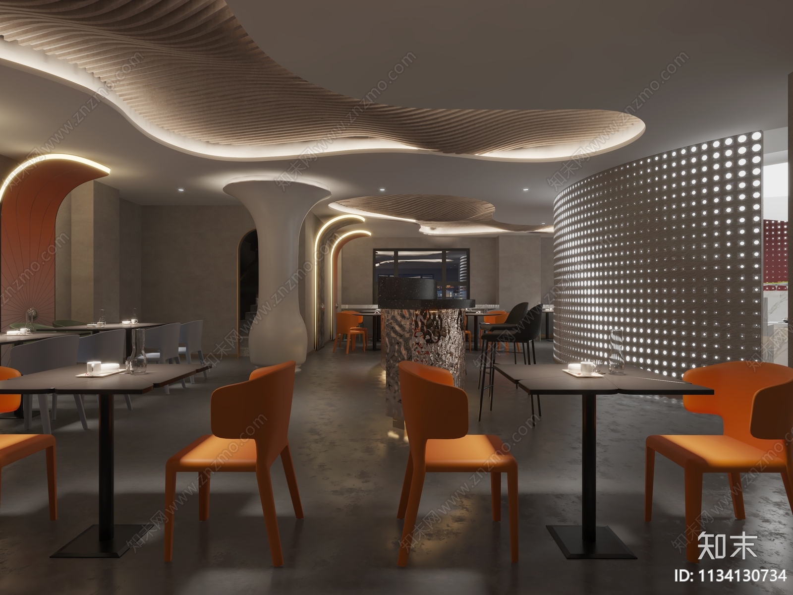 现代自助餐厅3D模型下载【ID:1134130734】