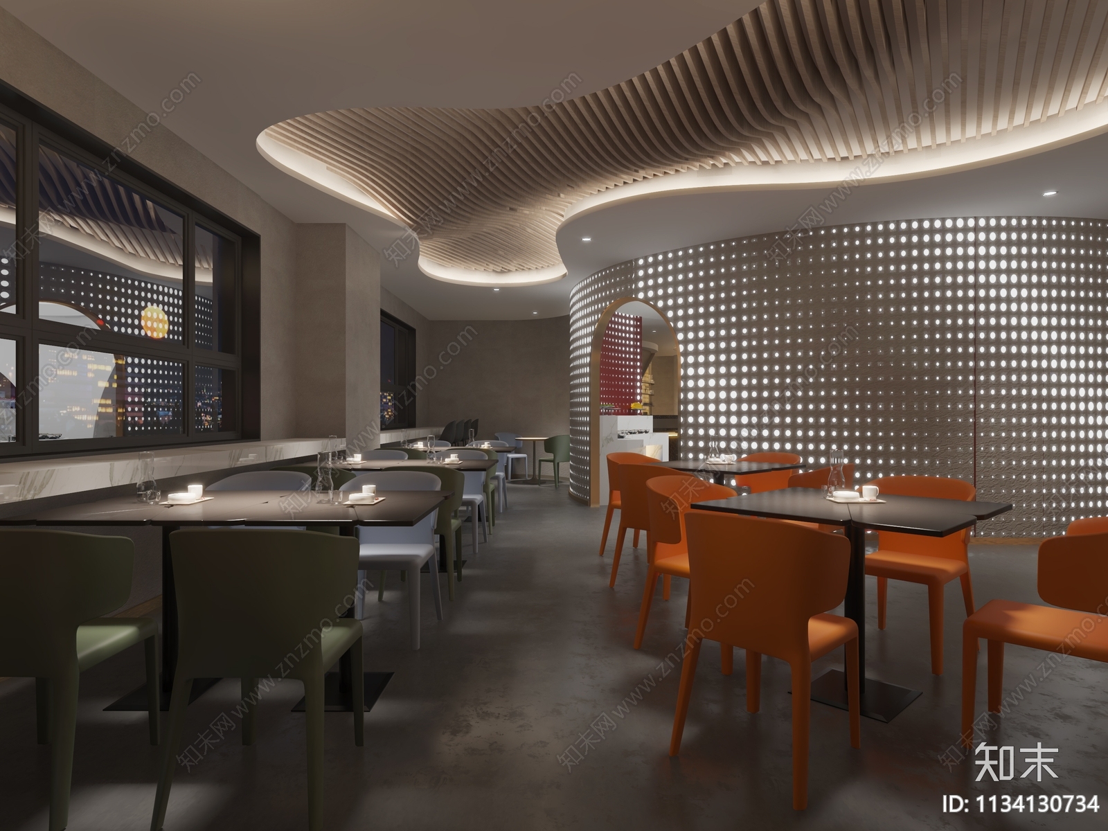 现代自助餐厅3D模型下载【ID:1134130734】