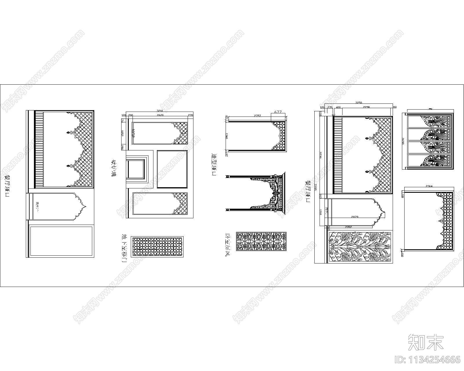 东亚风家具隔断cad施工图下载【ID:1134254666】