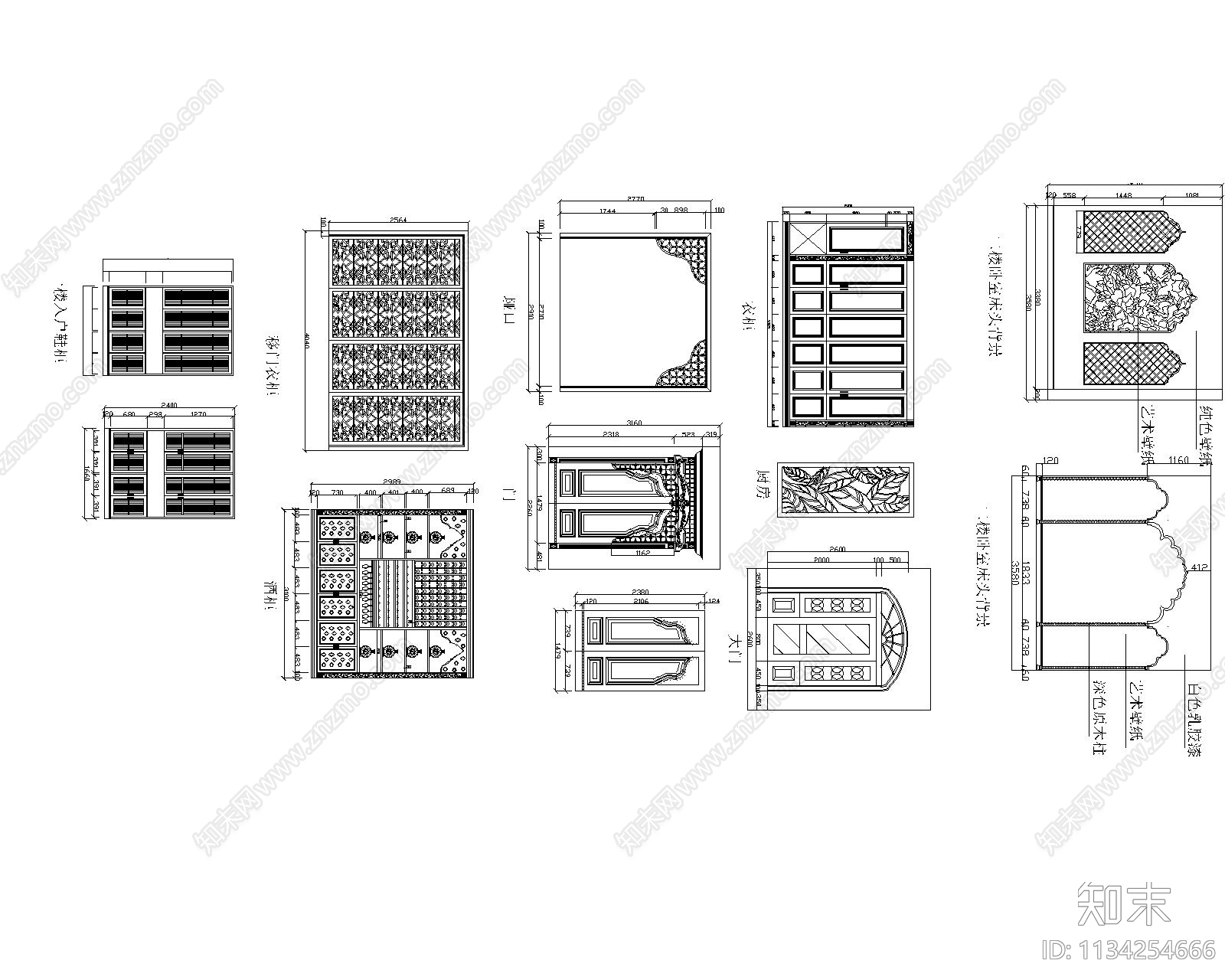 东亚风家具隔断cad施工图下载【ID:1134254666】