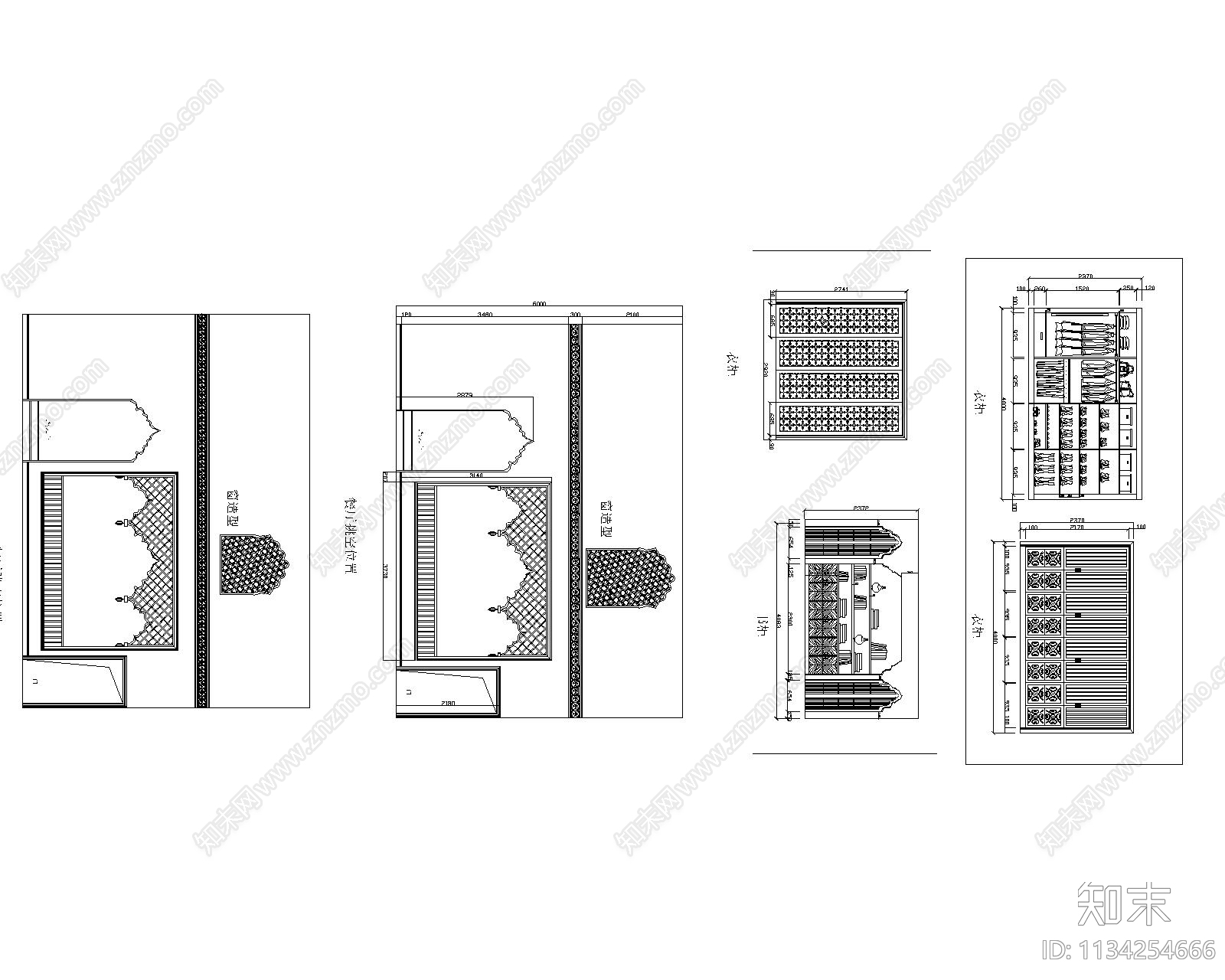 东亚风家具隔断cad施工图下载【ID:1134254666】