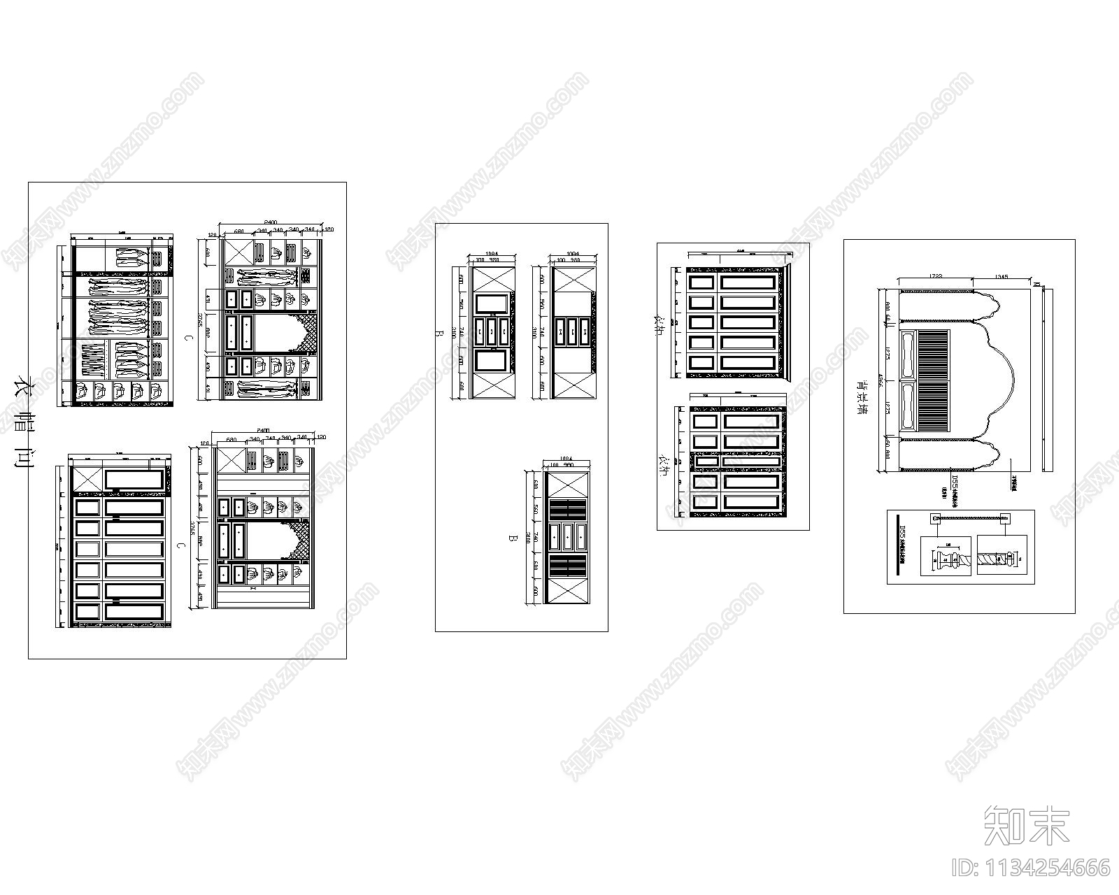 东亚风家具隔断cad施工图下载【ID:1134254666】