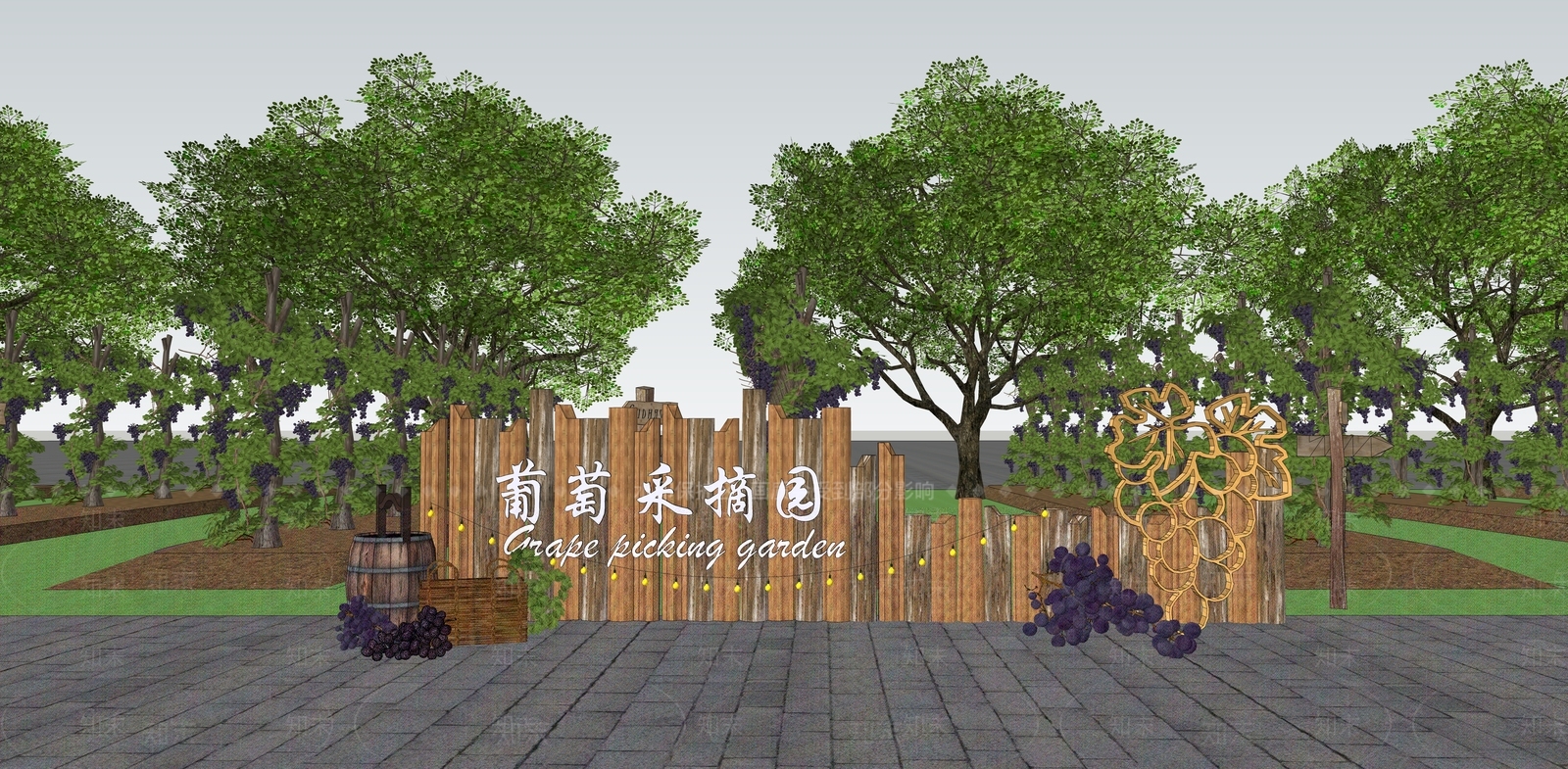 现代葡萄乡村公园SU模型下载【ID:1134135019】