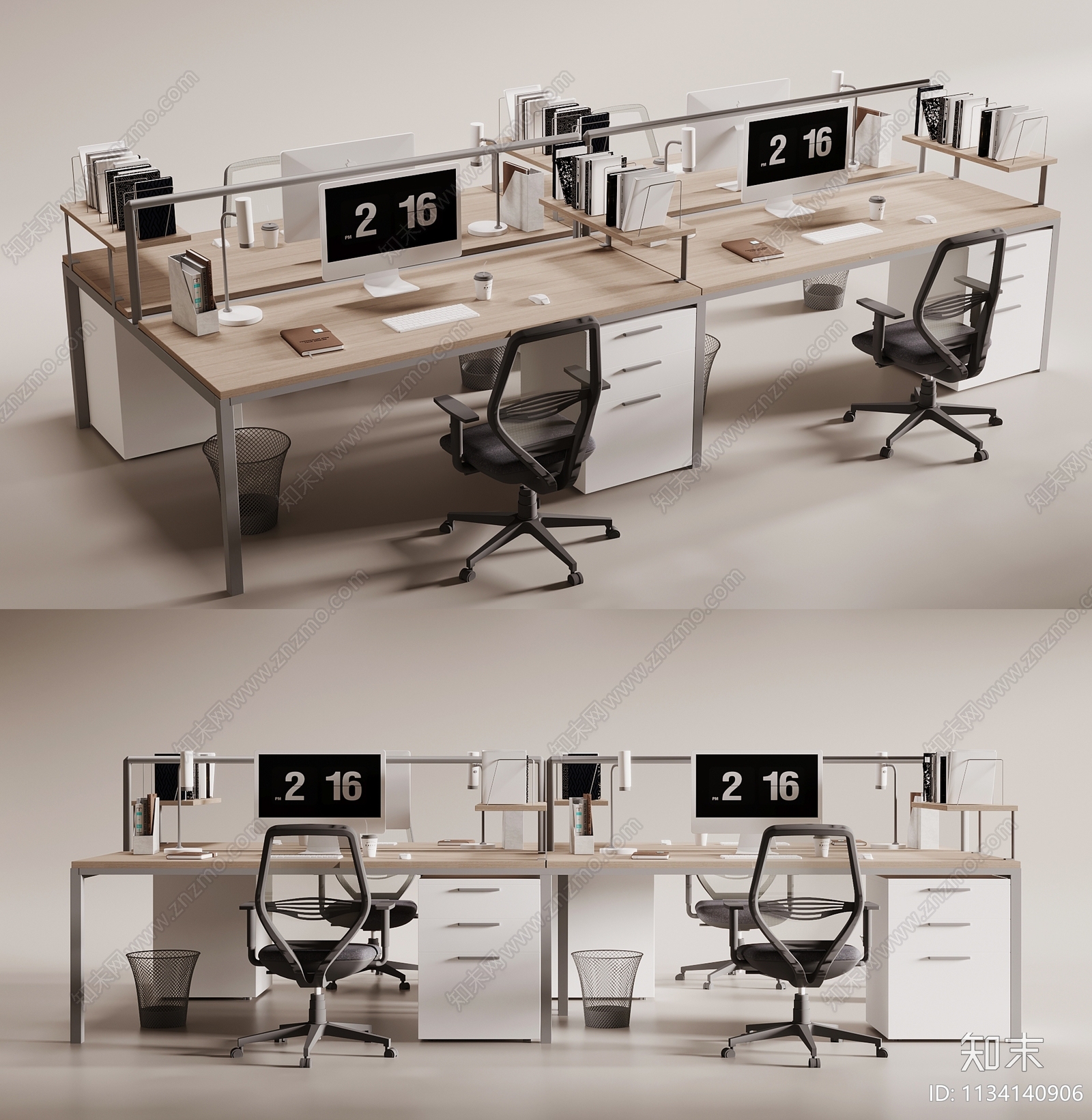 现代卡位办公桌椅3D模型下载【ID:1134140906】