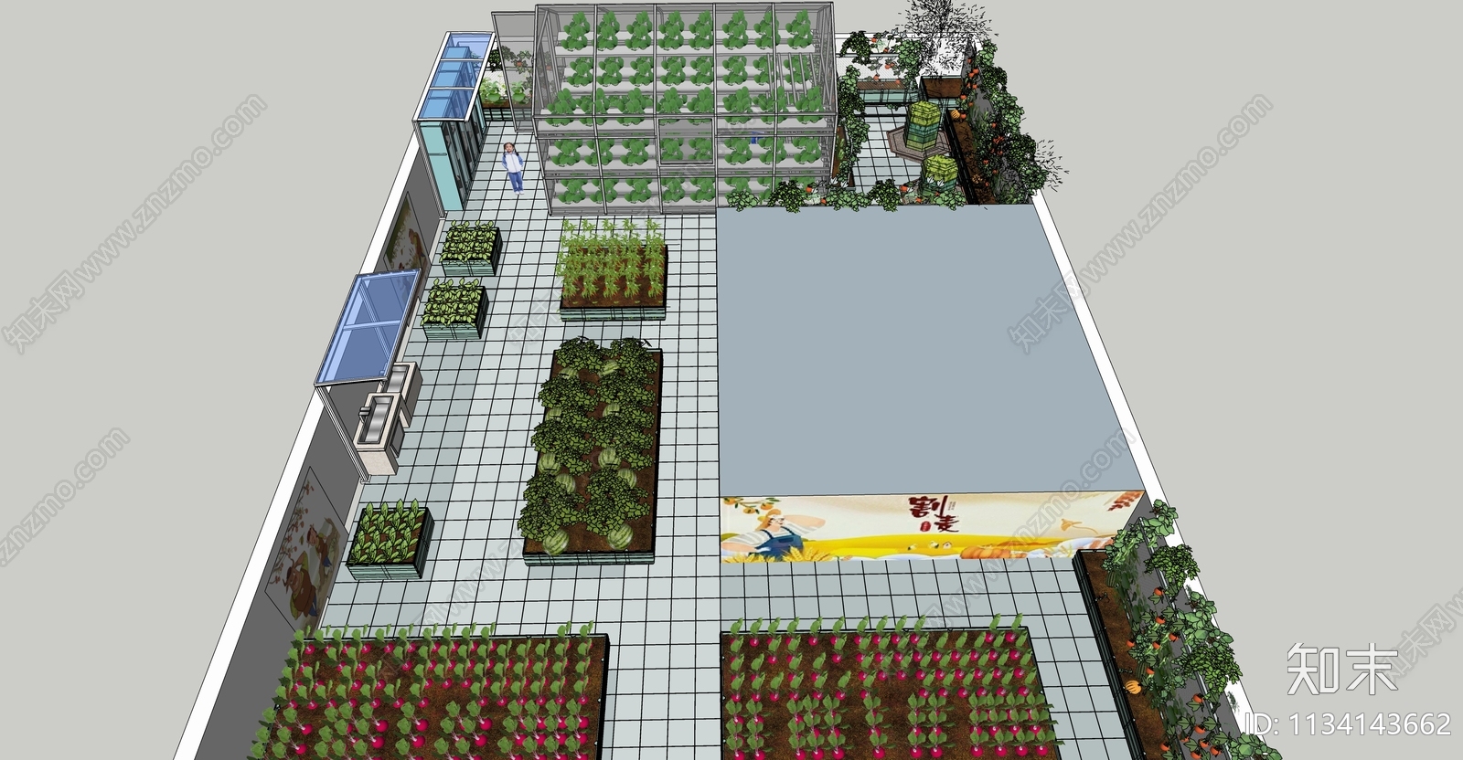 现代校园屋顶文化农场SU模型下载【ID:1134143662】