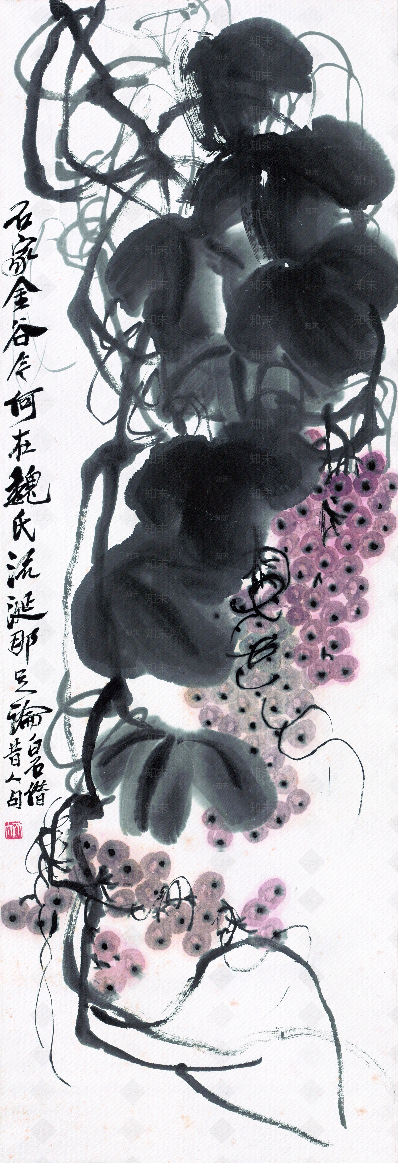 齐白石葡萄藤贴图下载【ID:1134148741】