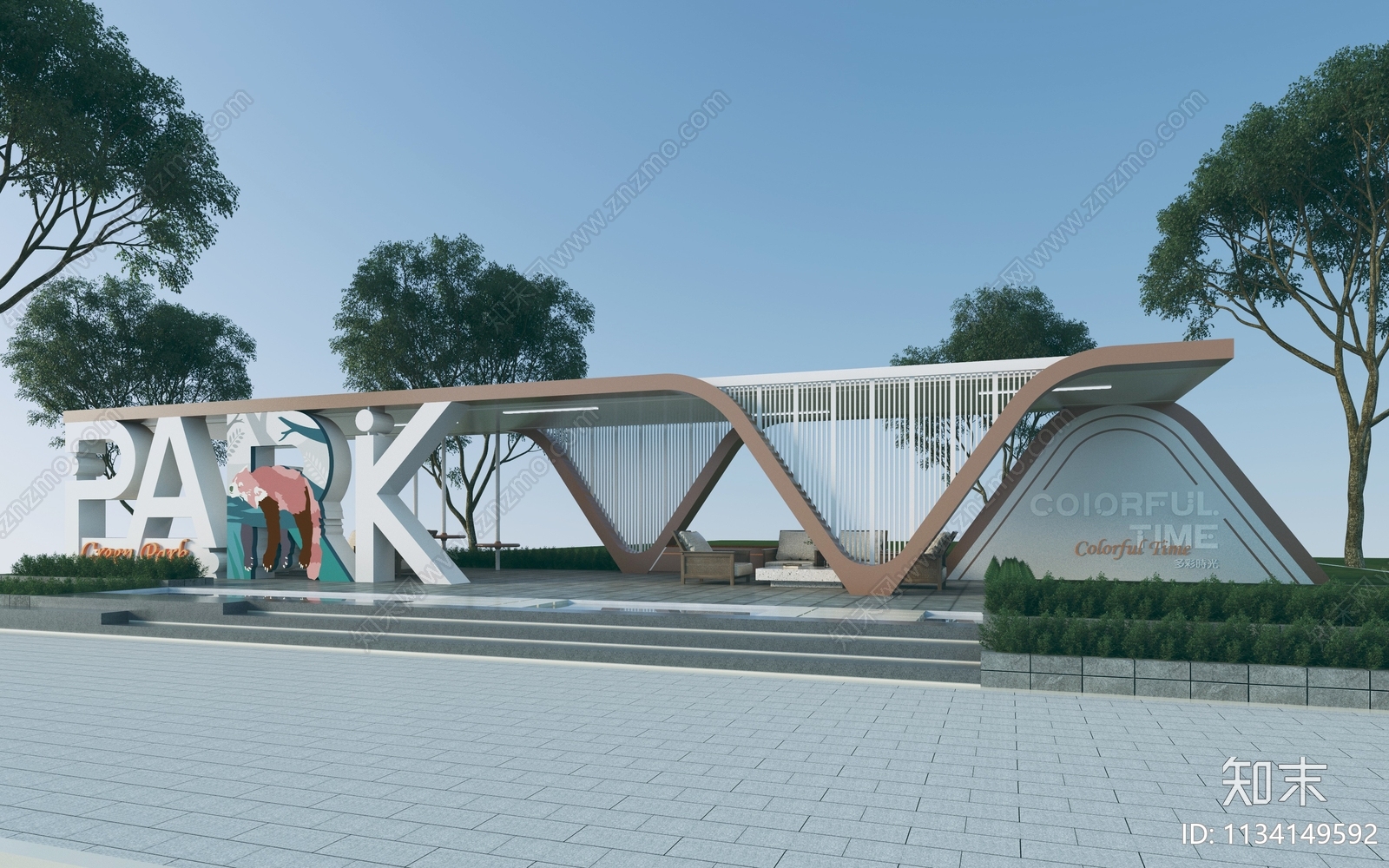 现代廊架3D模型下载【ID:1134149592】