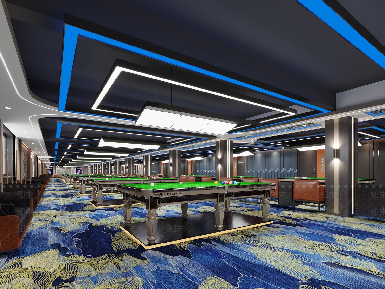 现代台球厅3D模型下载【ID:1134158330】