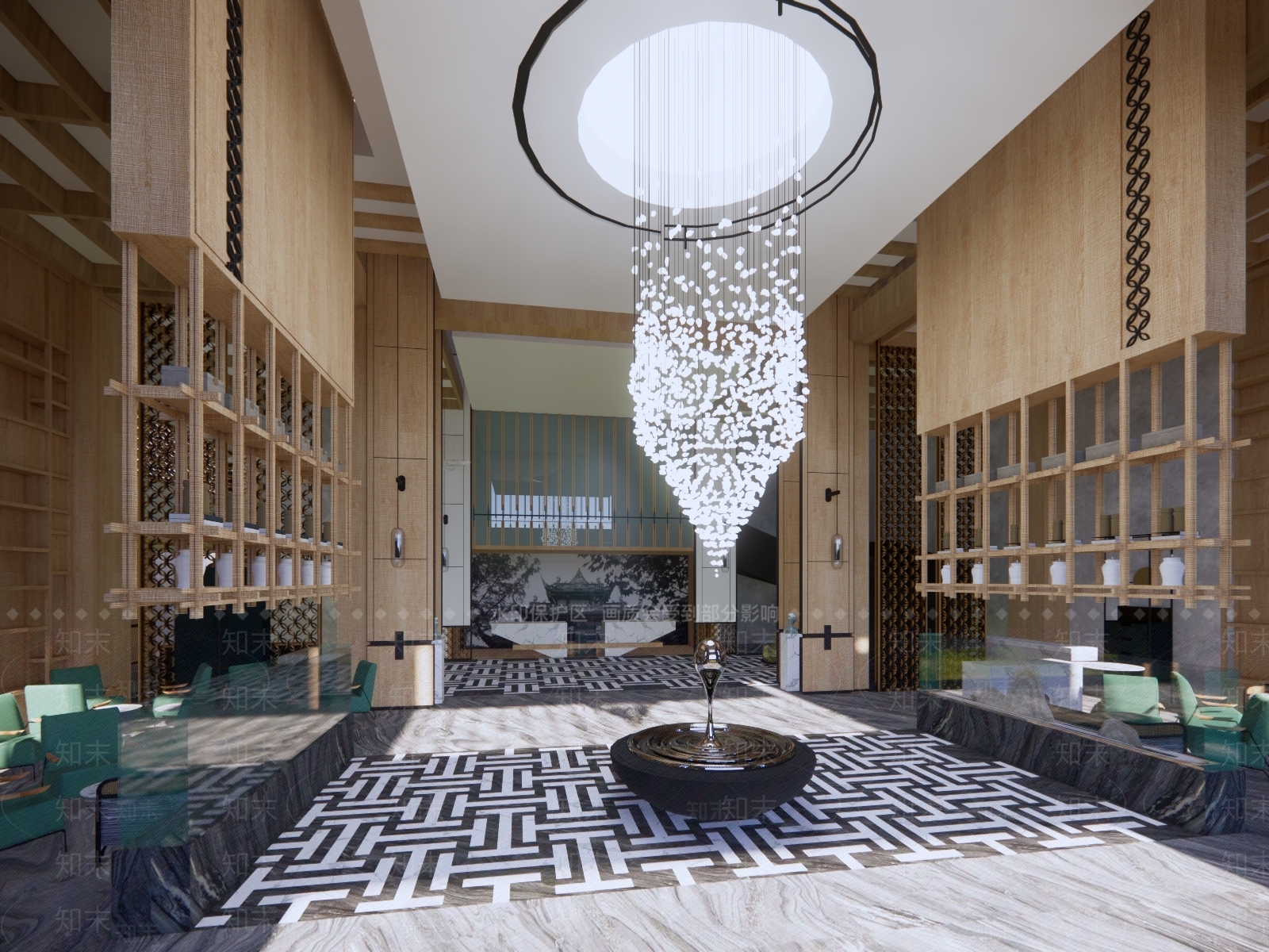 现代酒店大堂SU模型下载【ID:1134158572】
