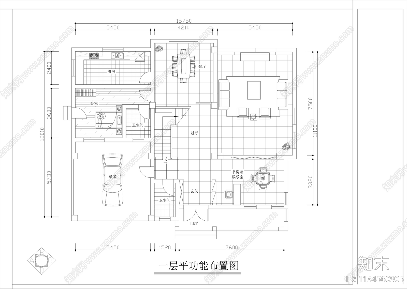 欧式豪华别墅装修cad施工图下载【ID:1134560905】