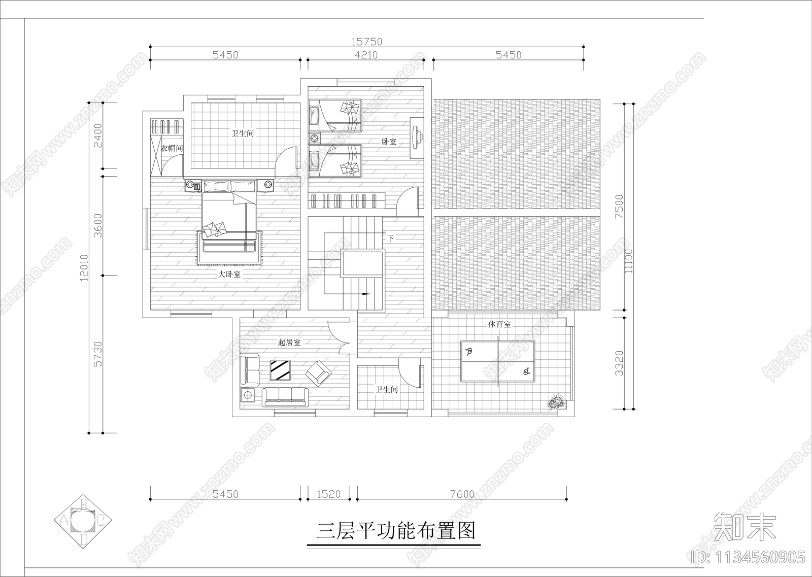 欧式豪华别墅装修cad施工图下载【ID:1134560905】