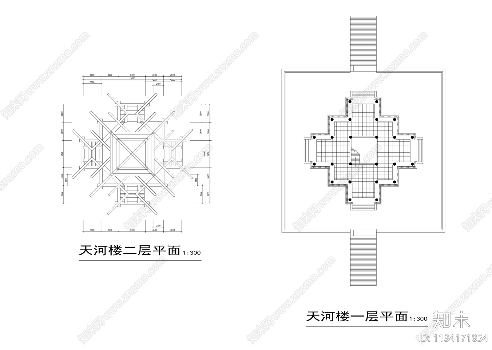 古建筑平立面图cad施工图下载【ID:1134171854】