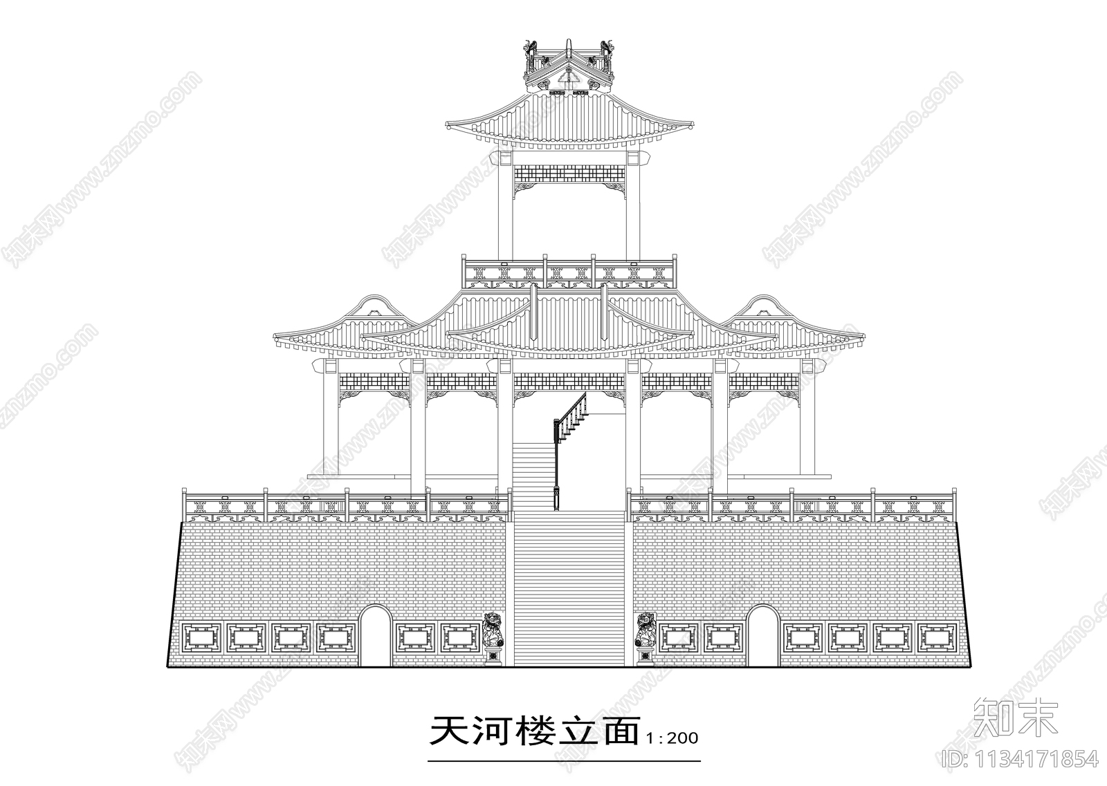 古建筑平立面图cad施工图下载【ID:1134171854】