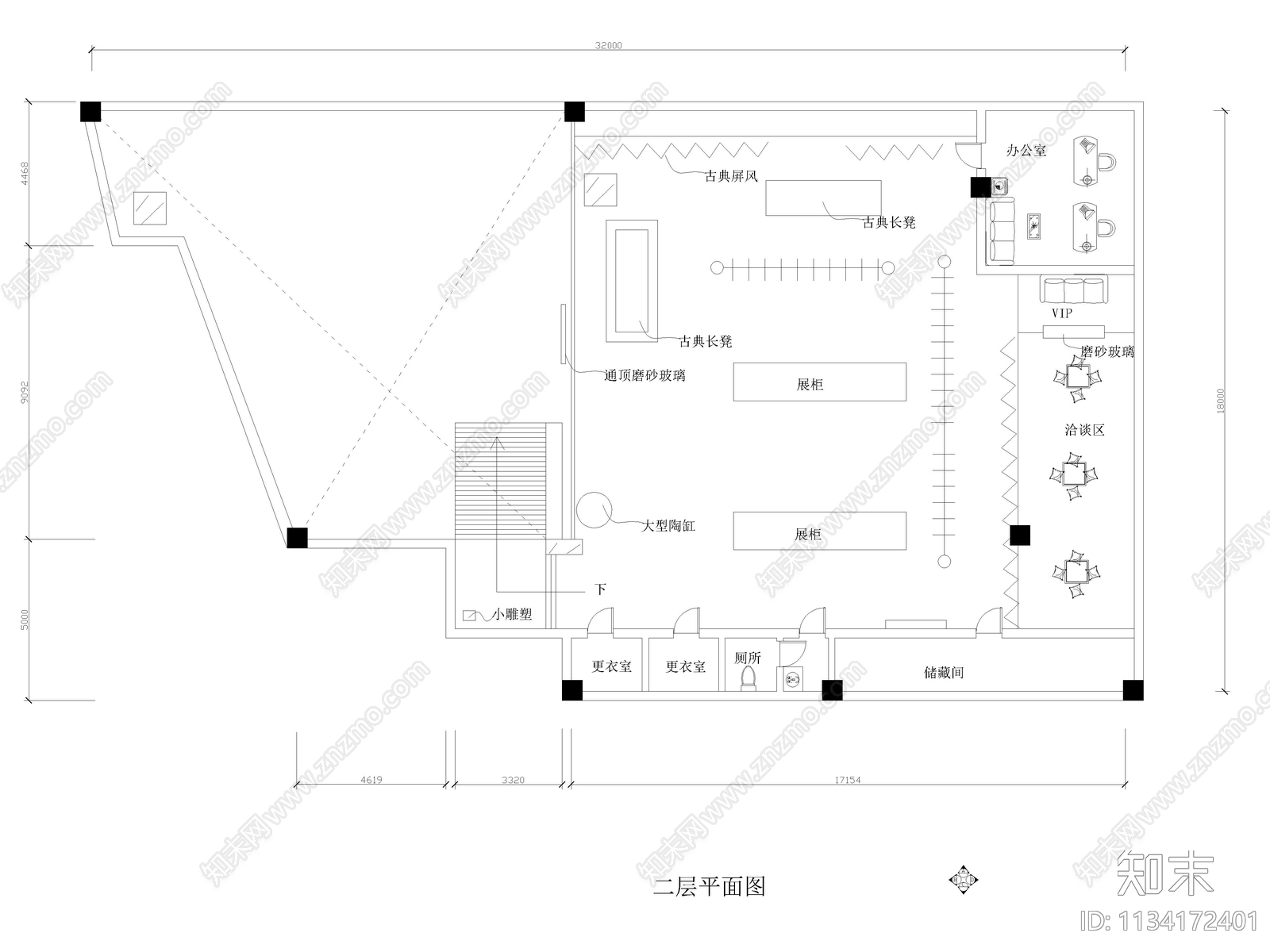 150套服装店平面布置图cad施工图下载【ID:1134172401】