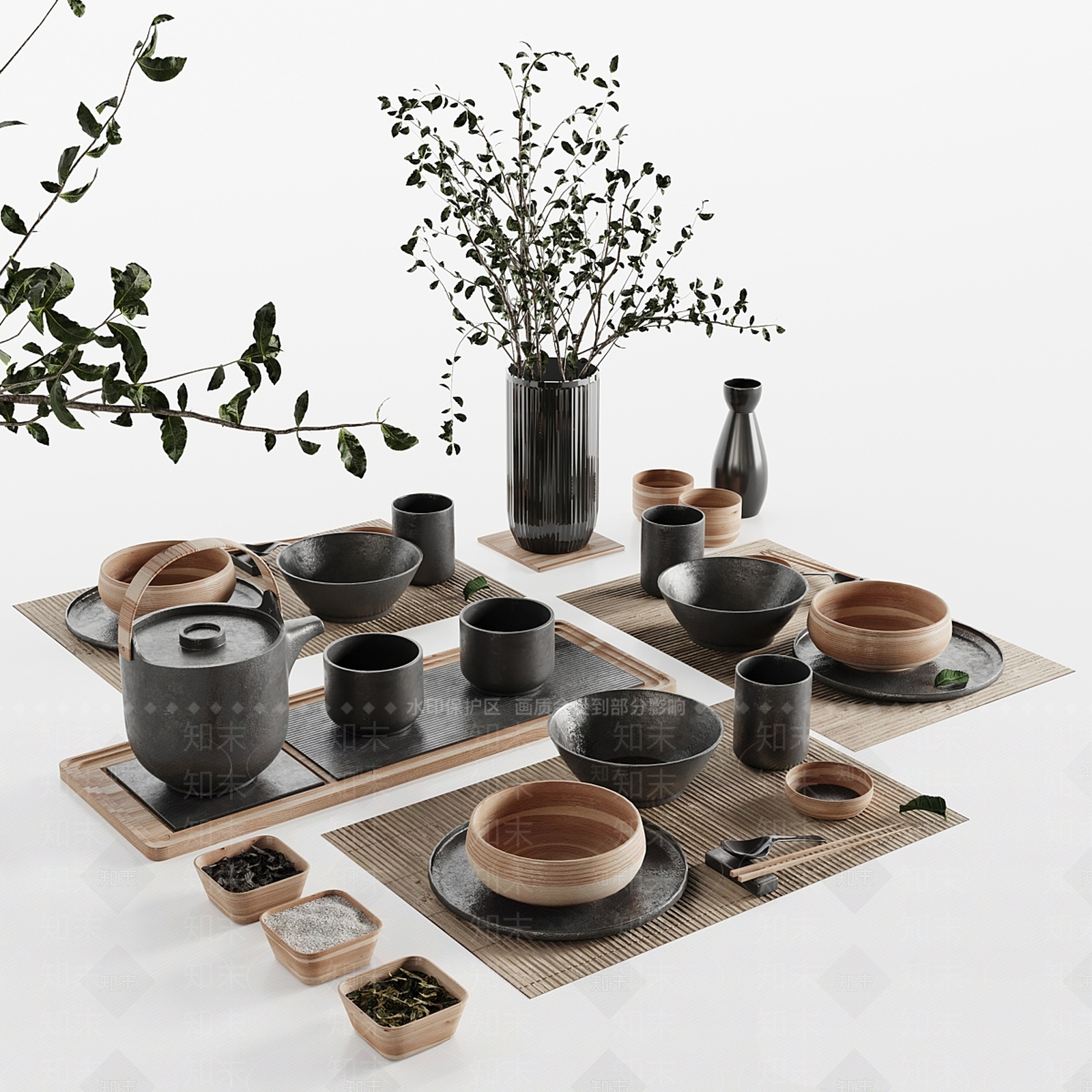 现代茶具3D模型下载【ID:1134172564】
