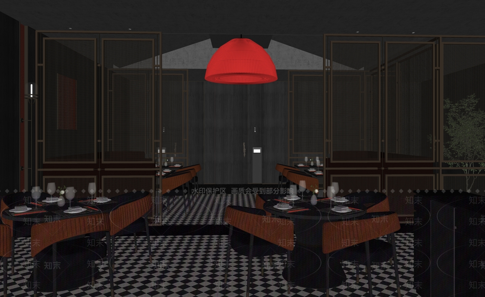 现代西餐厅SU模型下载【ID:1134173140】