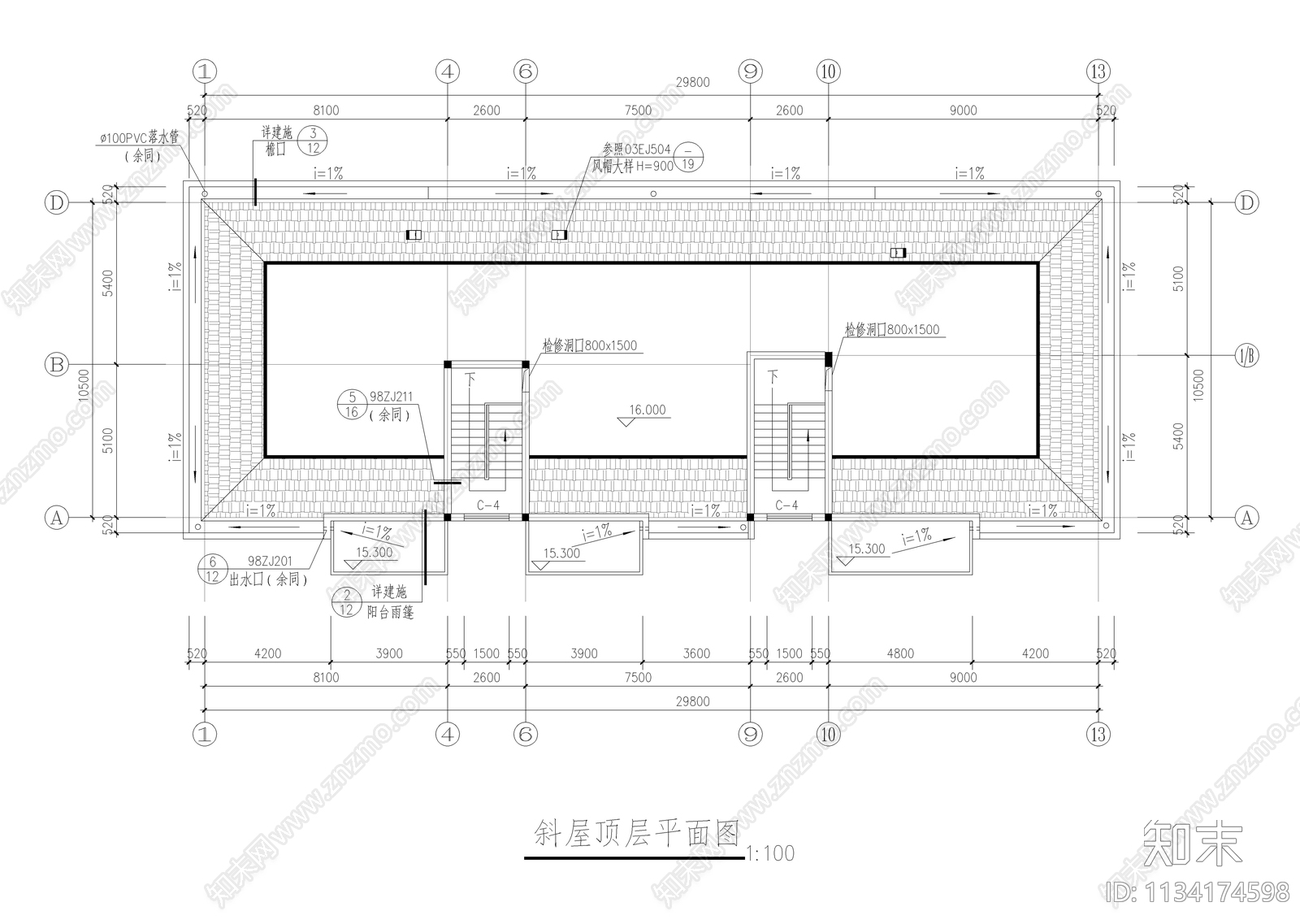 公寓楼建筑cad施工图下载【ID:1134174598】