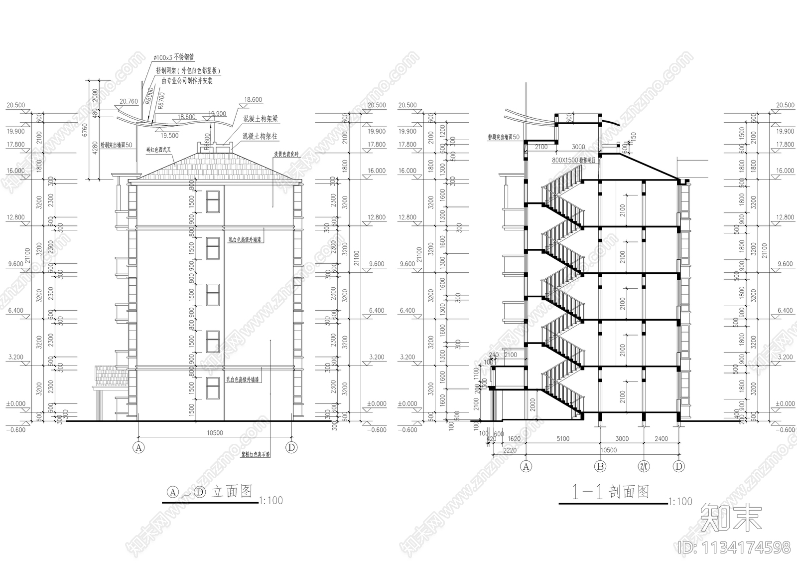 公寓楼建筑cad施工图下载【ID:1134174598】