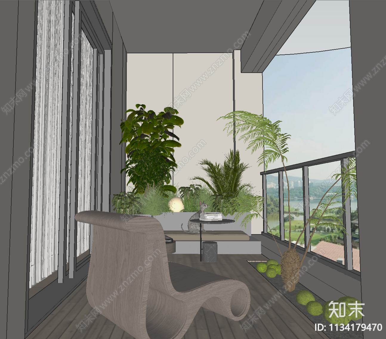 现代家居阳台SU模型下载【ID:1134179470】