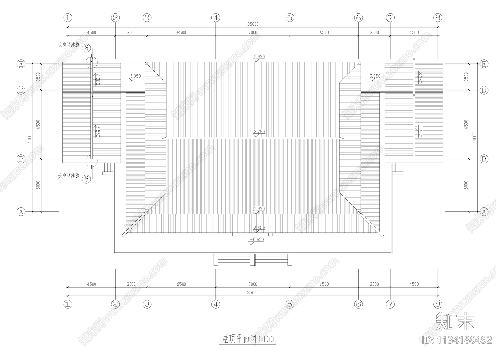 某镇安息堂全套建筑cad施工图下载【ID:1134180492】