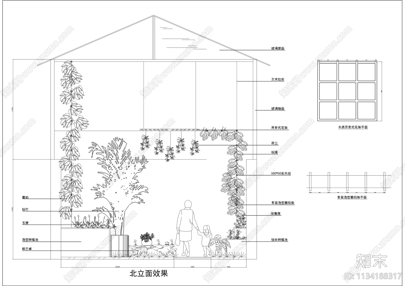 80平屋顶花园景观平面图cad施工图下载【ID:1134188317】