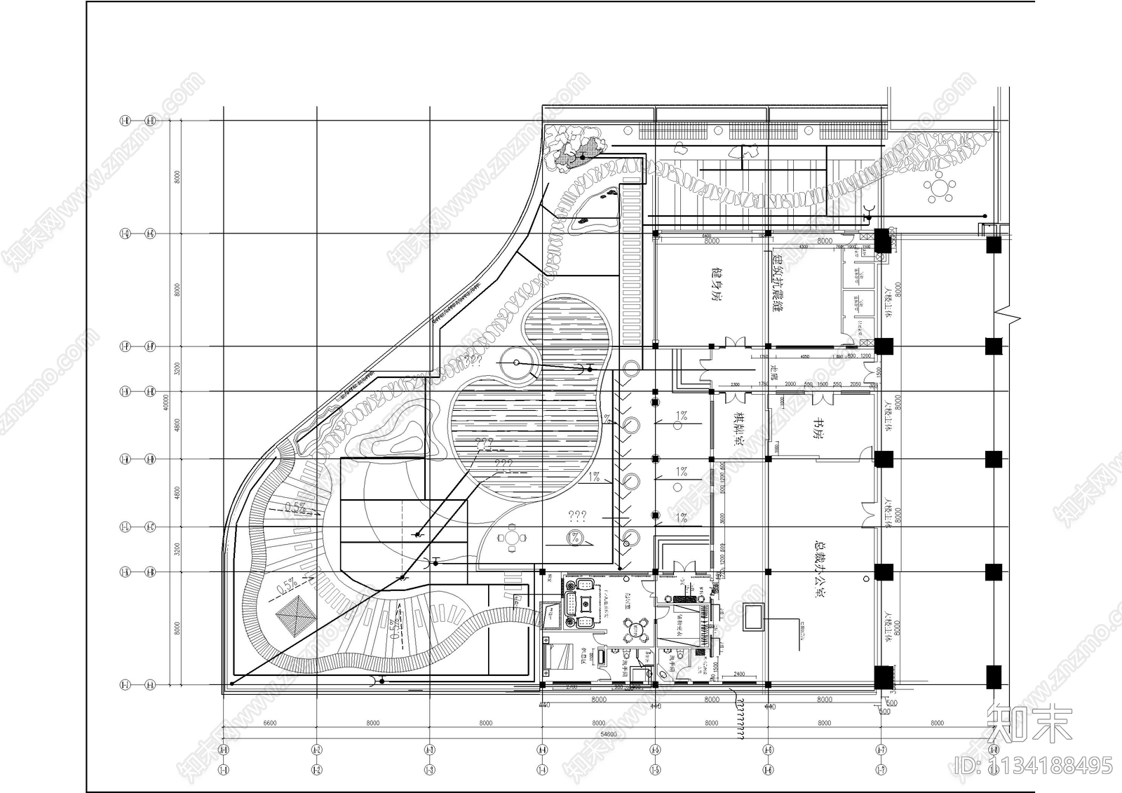 办公大楼屋顶花园全套cad施工图下载【ID:1134188495】