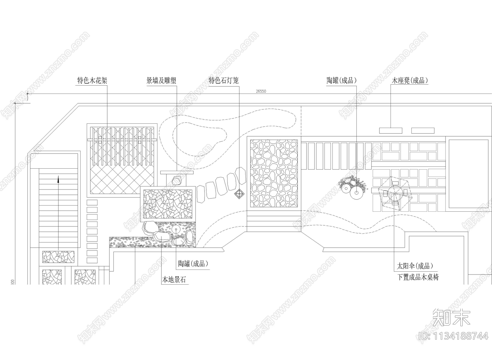 屋顶花园总平图cad施工图下载【ID:1134188744】