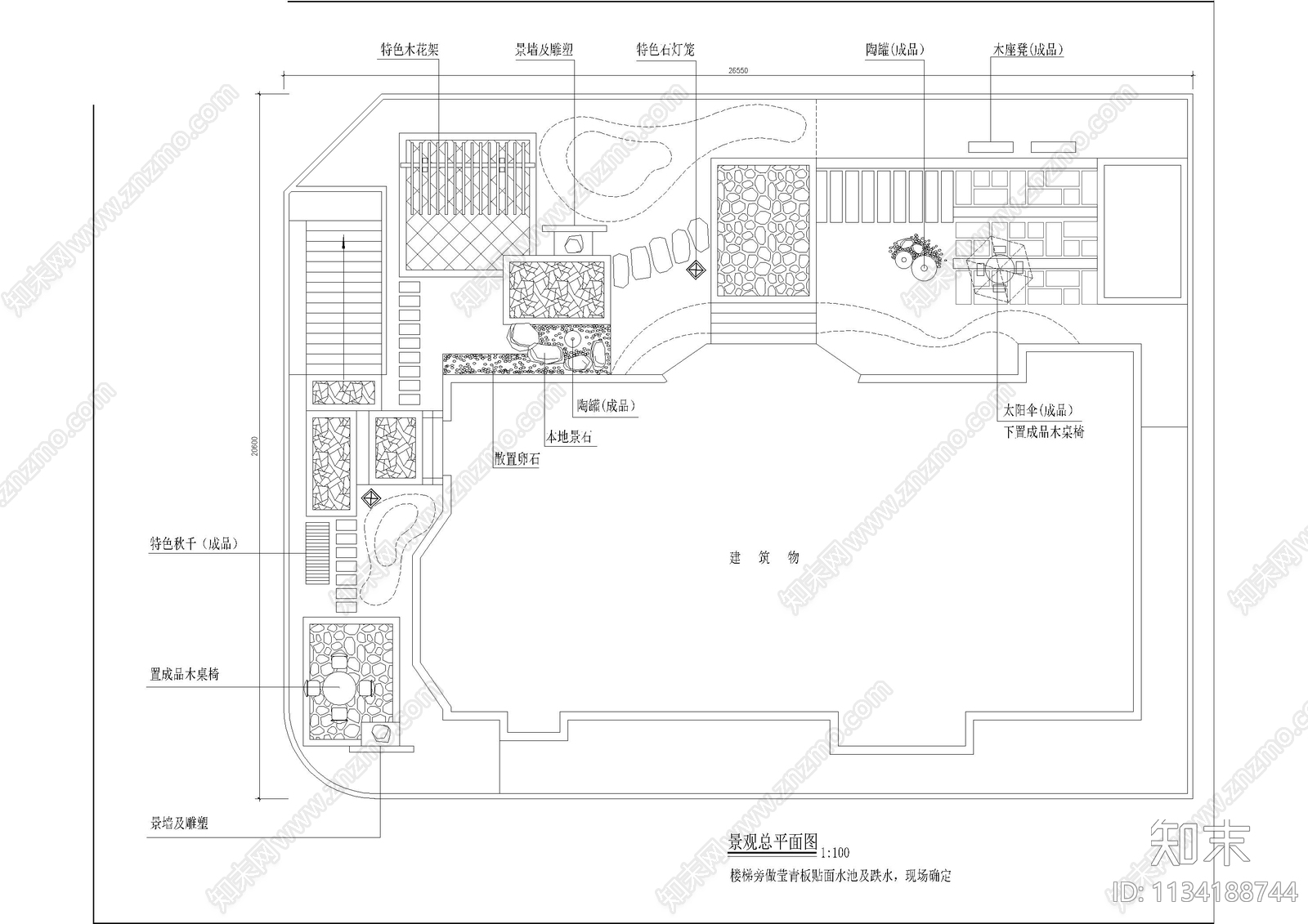 屋顶花园总平图cad施工图下载【ID:1134188744】