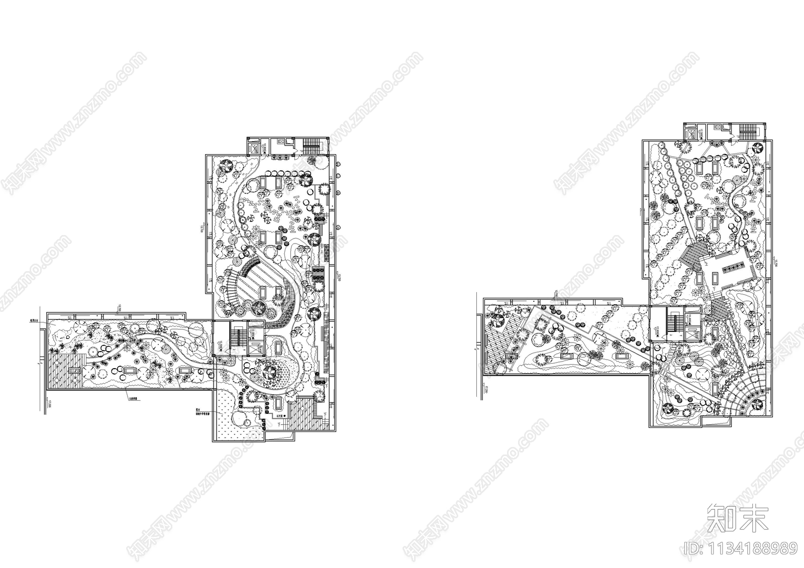 屋顶花园景观方案平面图施工图下载【ID:1134188989】