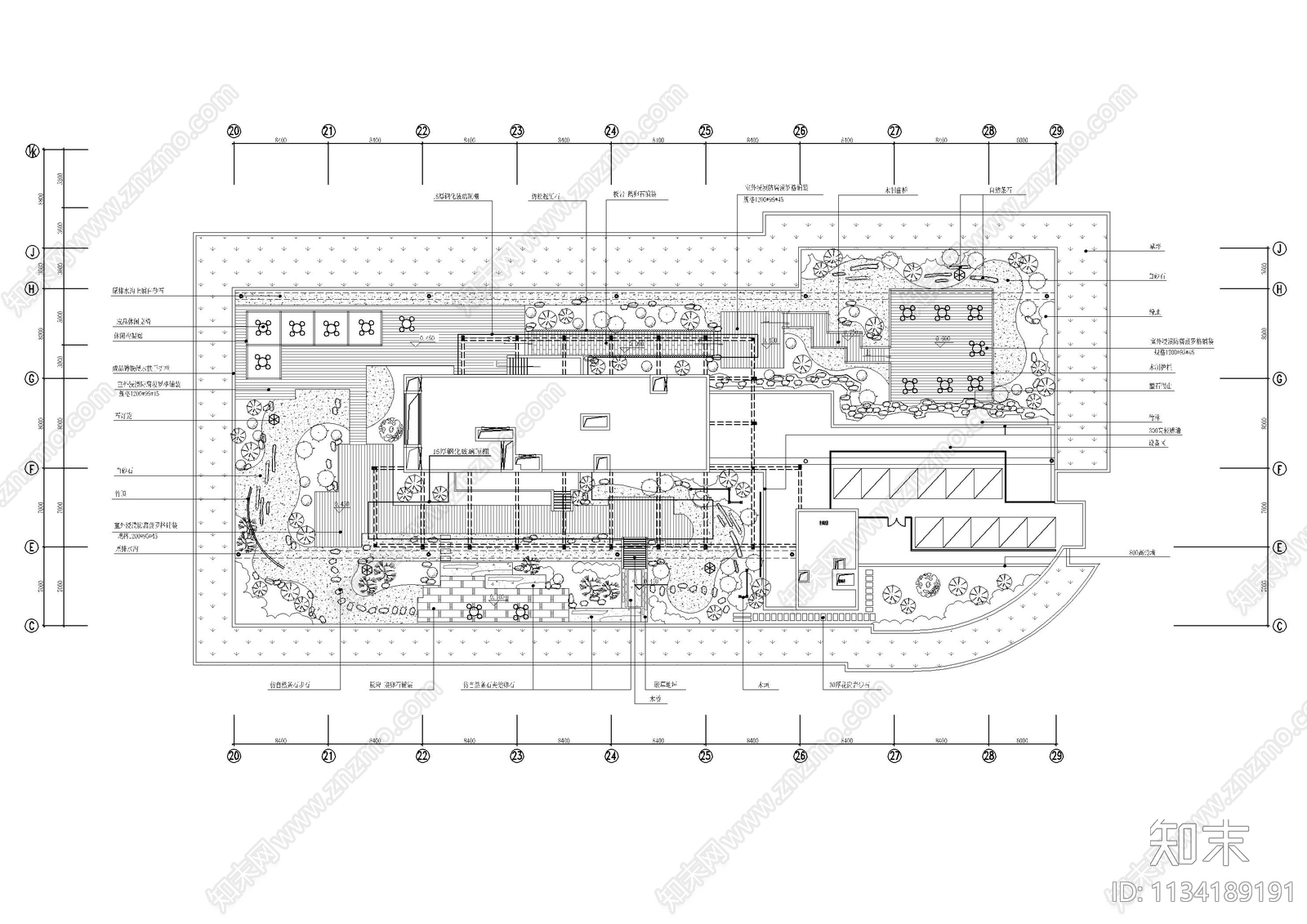 屋顶花园景观平面图施工图下载【ID:1134189191】