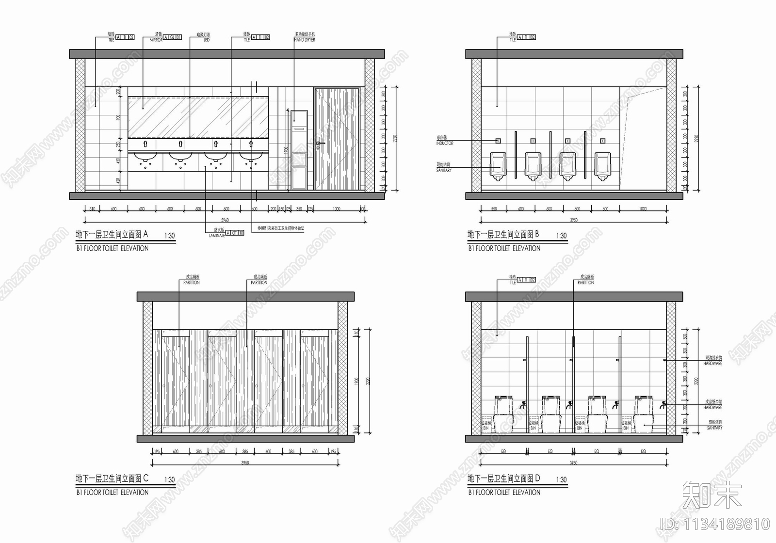 酒店后勤办公室室内cad施工图下载【ID:1134189810】