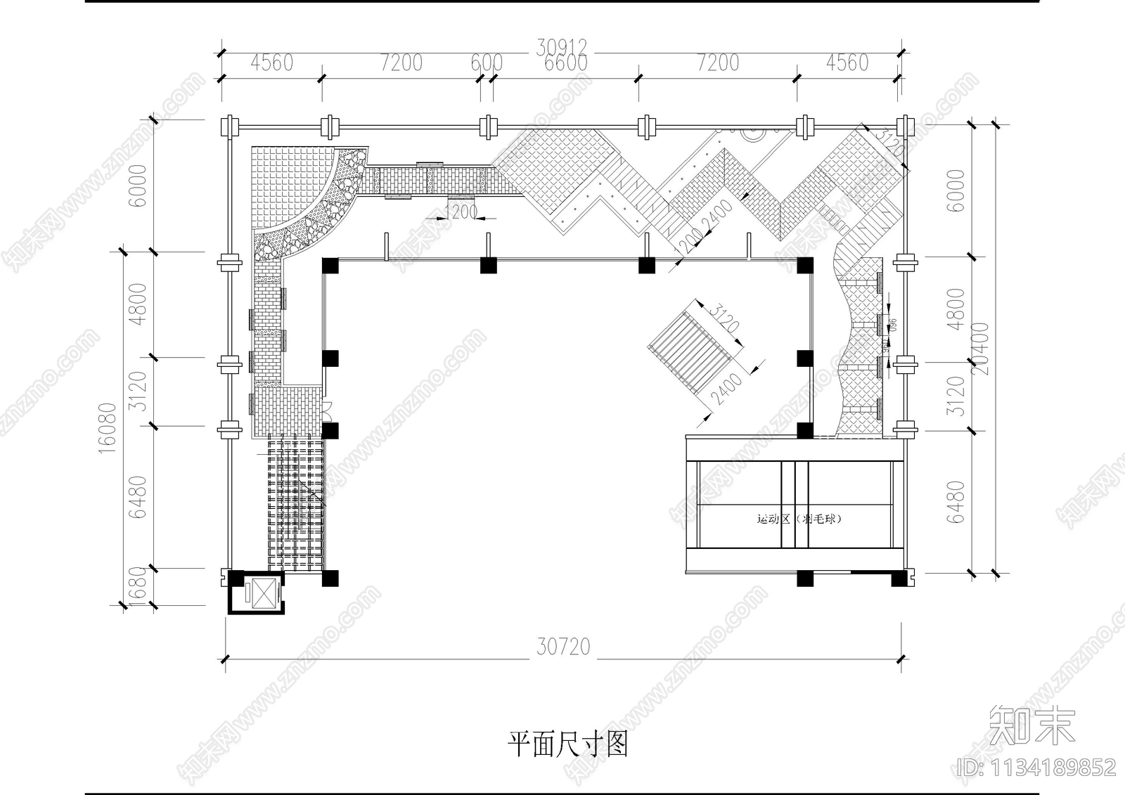 小型屋顶花园绿化平面图cad施工图下载【ID:1134189852】