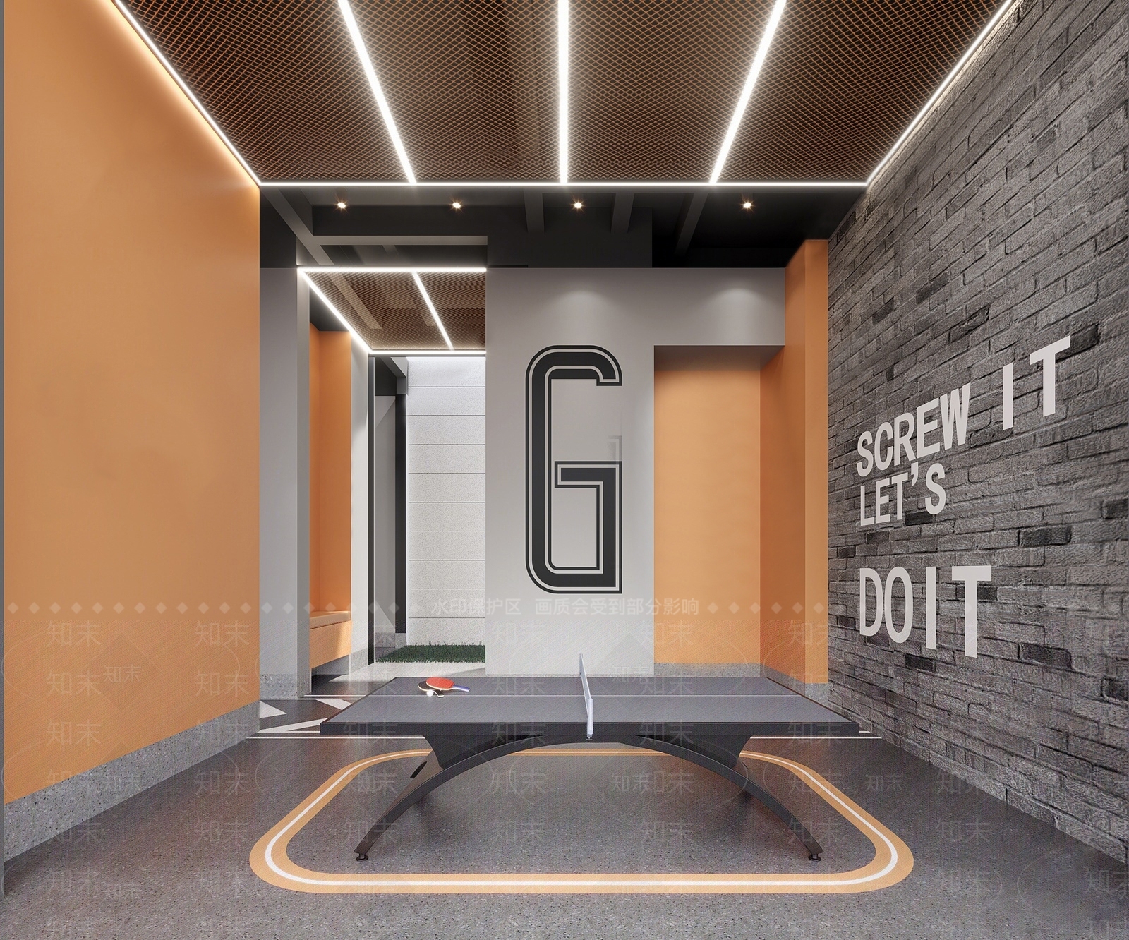 现代乒乓球室SU模型下载【ID:1134193636】