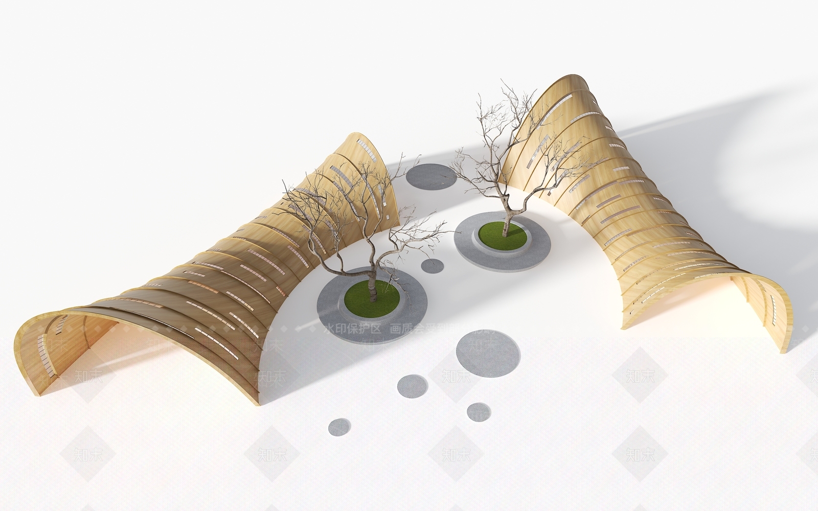 现代异形景观廊架3D模型下载【ID:1134195260】