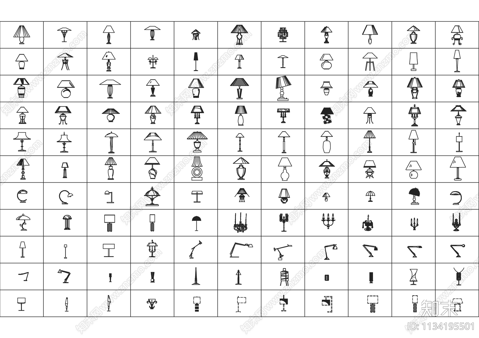 超全灯具饰品cad施工图下载【ID:1134195501】