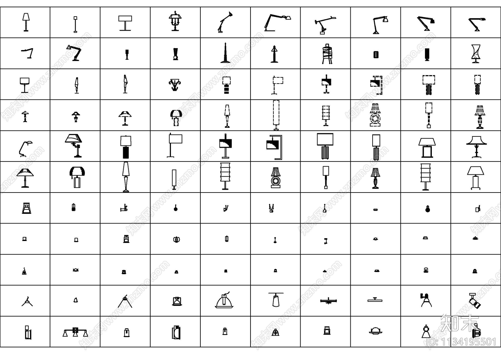 超全灯具饰品cad施工图下载【ID:1134195501】