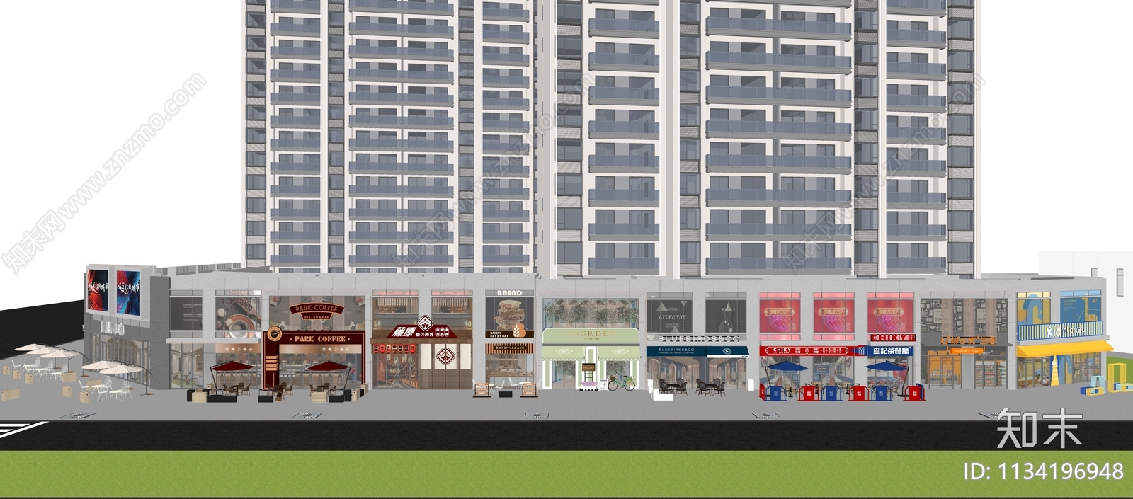现代商业街SU模型下载【ID:1134196948】