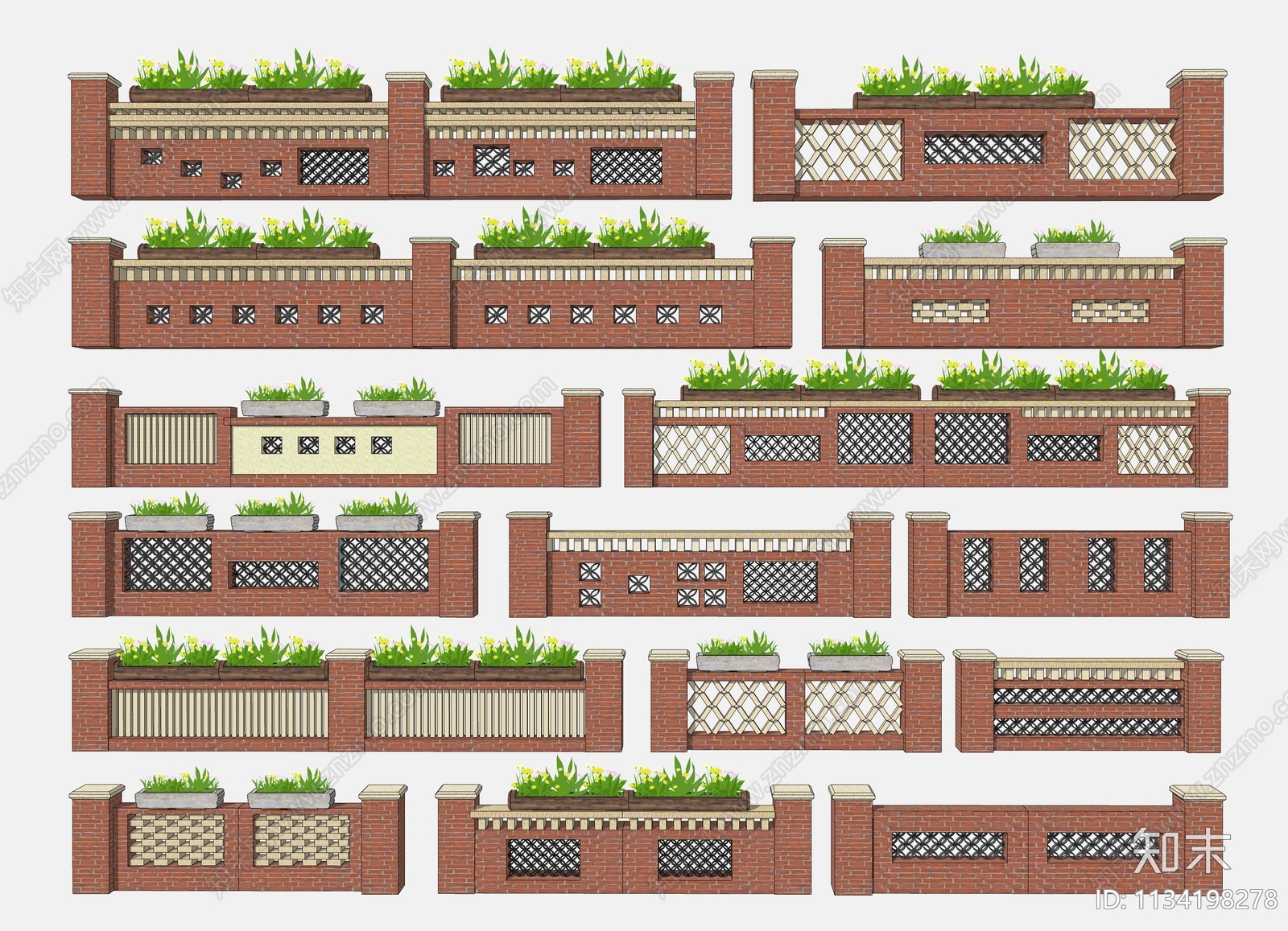 中式围墙SU模型下载【ID:1134198278】