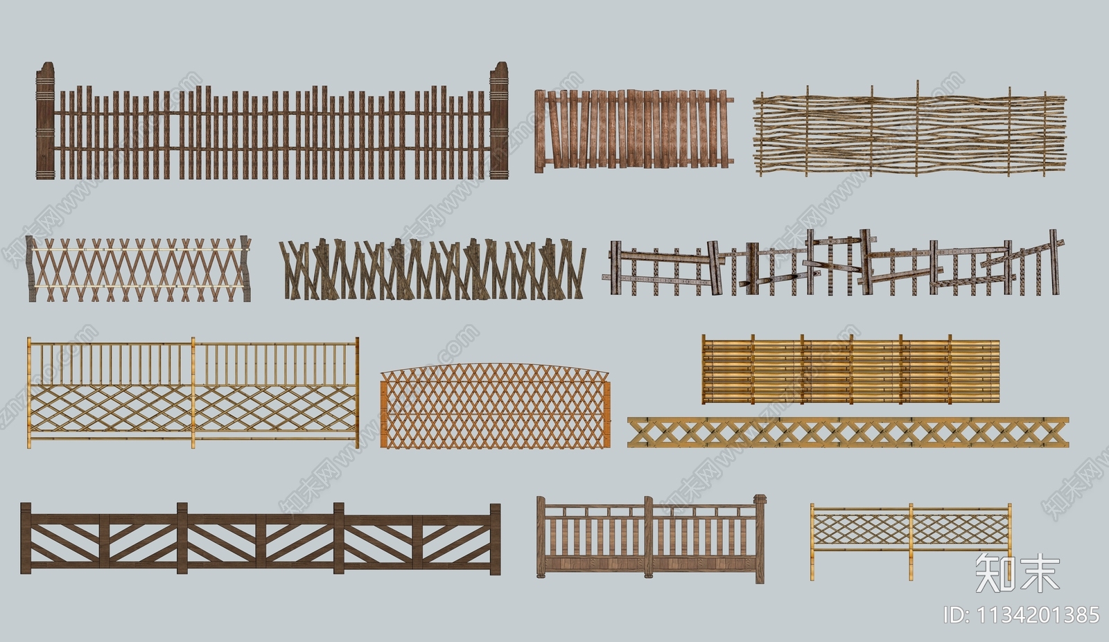 中式乡村木栅栏SU模型下载【ID:1134201385】