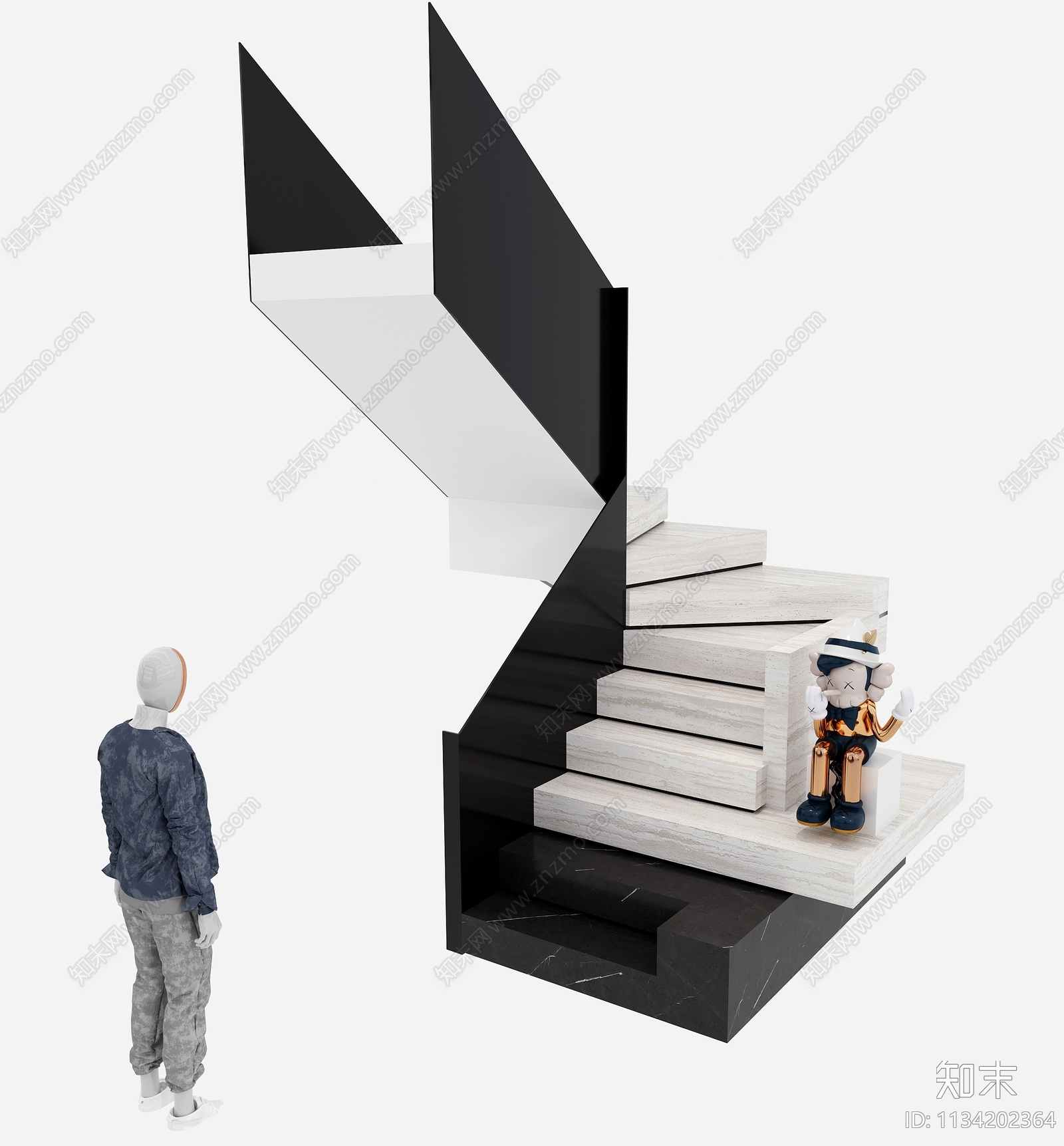 现代楼梯SU模型下载【ID:1134202364】