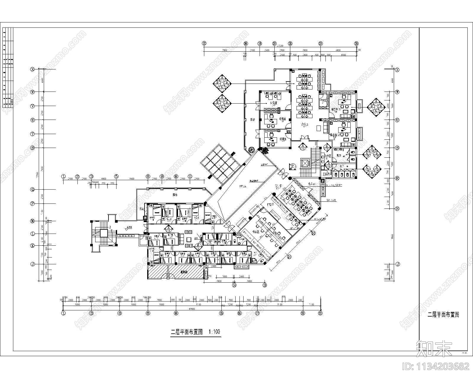 整栋办公楼室内cad施工图下载【ID:1134203682】