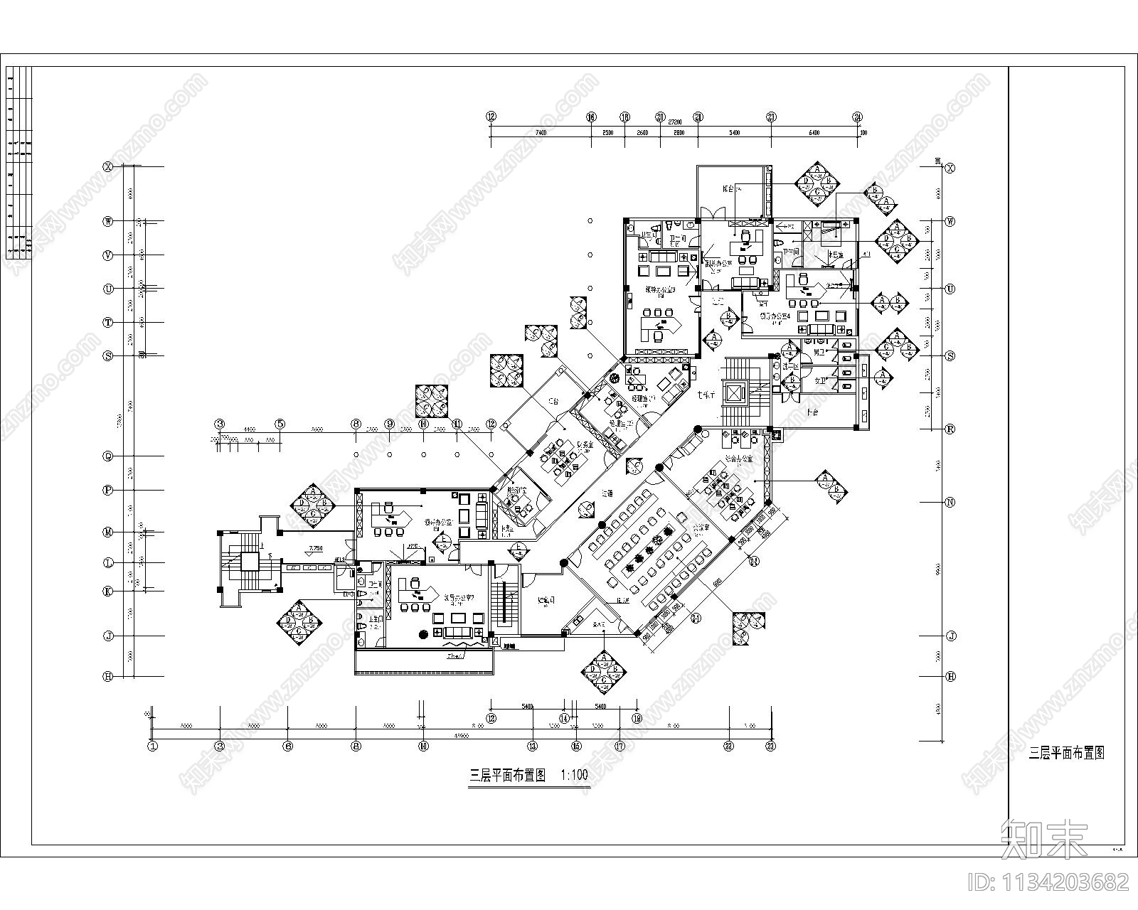 整栋办公楼室内cad施工图下载【ID:1134203682】