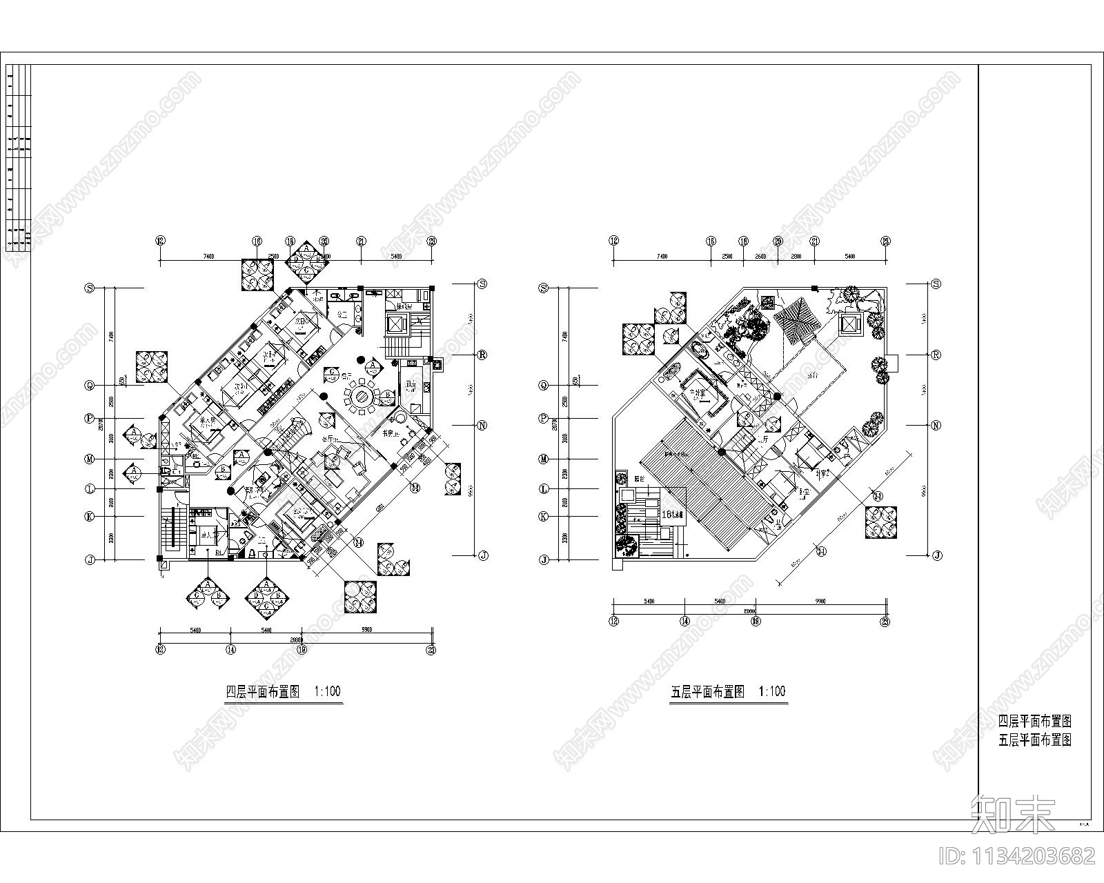 整栋办公楼室内cad施工图下载【ID:1134203682】